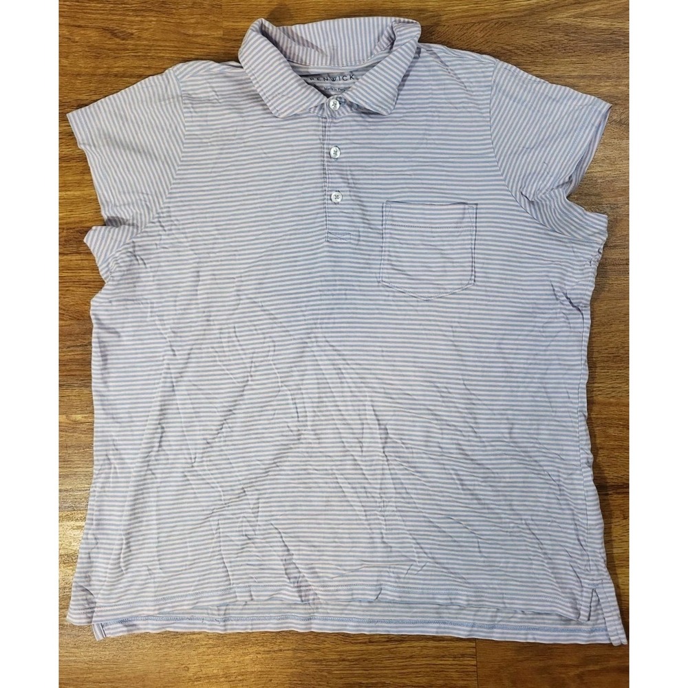 Renwick Polo Shirt Women's L Blue Stripe Collared Short Sleeve Jersey Golf